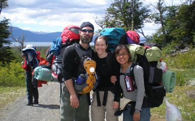 UNT Chile program members hiking in the wilderness.